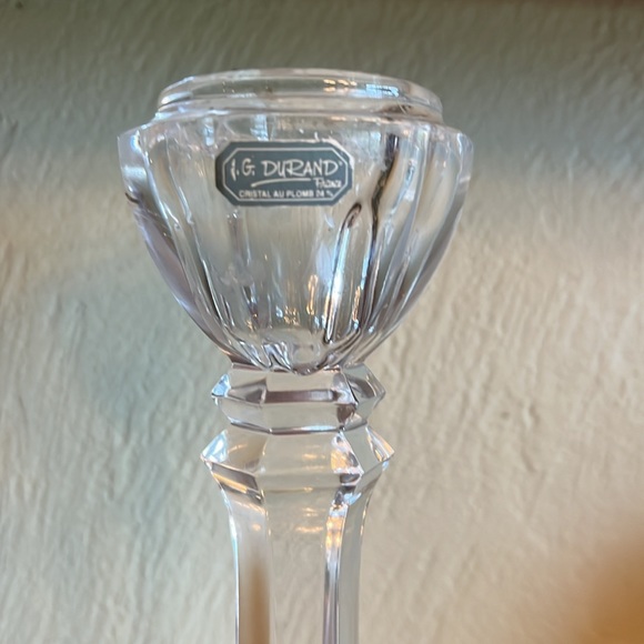 J.G. Durand Crystal Candlesticks from France.  8.75” tall. Quantity: 2 (1 pair). - Picture 2 of 5